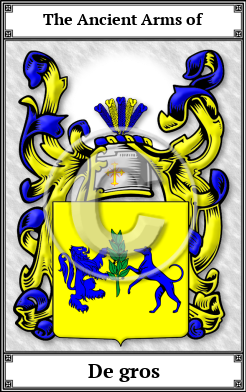 De gros Family Crest Download (JPG)  Book Plated - 150 DPI